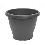 Tradineur - Maceta de plástico mediterránea, Color Gris, diámetro 25 cm, macetero para jardín Exterior, terraza, balcón e Interior del hogar