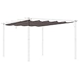 Outsunny Cubierta para Pérgola 3,5x2,5 m Techo de Repuesto Retráctil para Sombrilla Toldo de Tela para Cenador Jardín con 10 Orificios de Drenaje Café