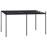 Festnight Pérgola de Aluminio con Techo Retráctil, Pérgola de Jardin 4x3m, Cenador con Tela de Poliéster Resistente al Agua y a UV, Uso para el Exterior Gris Antracita