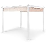 Blumfeldt Pantheon Pergola Awnings PГ©rgola de JardГn Resistente al Agua, Carpa Plegable 2,95x2,95 m. Techo PoliГ©ster RetrГЎctil, Cenador Marco Aluminio y ProtecciГіn UV, Pergolas de Jardin, Beige/Blanco