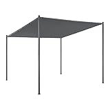 Pabellón de Jardín Pérgola con Techo Inclinado Gazebo con 8 Estacas de Anclaje Metal Poliéster 200-248 x 300 x 285 cm Gris Oscuro