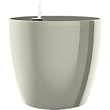 Jardinera de interior Poetic, sistema de auto-riego, Ø 36 cm, gris seda, Casa Brillante, 517574