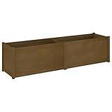 vidaXL Madera Maciza de Pino Jardinera Pérgola Arriate Macetero Caja Flores Plantas Jardín Porche Decoración Patio Base Estable Duradera Marrón Miel
