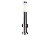 Lámpara de pie para exteriores de acero inoxidable, altura de 60 cm, con 2 enchufes, iluminación exterior versátil para casa y jardÃn