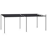 Festnight Pérgola de Jardín 600x300x233 cm, Cenador con Techo Retráctil, Pérgola con Toldo para Patio Terraza, Cenador de Metal y Tela Resistente al Agua y a UV, Gris Antracita