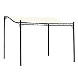 Outsunny Pérgola de Jardín 3x3 m Cenador con Toldo y 8 Orificios de Drenaje para Patio Terraza Metal y Poliéster 180 g/m² Resistente Crema