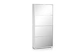 Topkit | Mueble Zapatero con Espejo Danubio 32ab | Medidas 175 x 76,5 x 25 cm | Armario Zapatero | Blanco