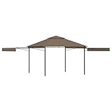 vidaXL Cenador con Techo Extensible Doble Jardín Pérgola Patio Toldo Sombrilla Tienda Carpa Celebraciones Fiesta Gris Taupe 3x3x2,75m 180g/m²