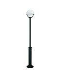 Dopo Lighting - Farola o poste CLIC CLAC GLOBO negro portalámpara E27 exterior IP44. Columna ideal para patios y zonas residenciales.