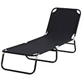 Outsunny Tumbona Plegable Reclinable con Ángulo Ajustable de 5 Posiciones para Jardín Exterior Piscina Terraza Camping Carga 120 kg 190x56x28 cm Negro