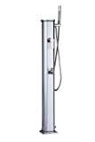 Formidra - Ducha solar Jolly Go 20L - DS-JG141NX - Ducha solar exterior de aluminio con ducha extraГble, mezclador y enjuague patas - Compacta y elegante - Acero inoxidable - 24 x 26 x 120 cm