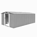 Leepesx Caseta de jardín, Armario Exterior Jardin, Casas Prefabricadas para Vivir, Casetas De Jardin, Cobertizo Exterior, Casa Jardin Exterior, de Metal Gris 257x489x181 cm