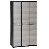 Leepesx Armario de jardín con 4 Estante, Armario Exterior, Armario Almacenaje, Mueble Jardín Exterior, Baul para Exterior,s Negro y Gris