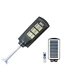 Farola Solar 624 LED 240W con Panel Fotovoltaico Integrado. Luz Solar Exterior IP66 con Control de Luz Automático, Mando a Distancia para Iluminación de Calles, Avenidas, Patios hasta 200m².