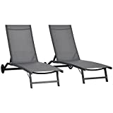 Outsunny Juego de 2 Tumbonas Reclinables de JardГn Sillas de Aluminio para Exteriores con Respaldo Ajustable de 5 Niveles y Ruedas para Playa Piscina 165x66x102 cm Gris Oscuro