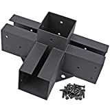 Antsky Paquete de 2 soportes de esquina de ángulo recto de 4 vías de acero inoxidable con tornillos para vigas de madera de 4 × 4 (tamaño real: 3.5 × 3.5 pulgadas), kit de pérgola/cenador