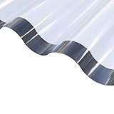 Ironlux - Plancha de policarbonato transparente ondulado gran onda - Espesor 0.9mm - 2500 x 1100 - Protección UV a 1 cara