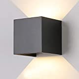 12W LED Apliques de Pared Interior/exterior, Lamparas de salon modernas, Lamparas de comedor, Dormitorio, Jardín De Iluminacion con ángulo ajustable Diseño impermeable IP65 3000K Blanco Cálido (Negro)