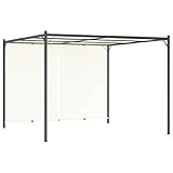 Festnight Pérgola de Jardín con Techo y Toldo corredizo Ajustable,Pérgola de Metal 3x3 m 180 g/m² Cenador de Jardín con Toldo para Patio Terraza Metal y Poliéster Resistente al Agua y a UV Crema