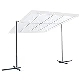 Festnight Cenador Pérgola de jardín con Techo Corredizo Inclinable 350 x 250 x 225 cm Crema