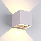 LED Apliques De Pared Modernos En Acero, Impermeable IP65 Lamparas para Dormitorios, Salon, Comedor Jardín De Lluminación de Exterior y Interior (Blanco 7W)