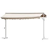 Outsunny Toldo de Pie Independiente 300x295x260 cm con Manivela Doble Cara Ángulo Ajustable Portátil Protección Solar para Jardín Terraza Patio Beige