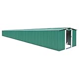 vidaXL Cobertizo de Jardín Paito Casata Casetilla Almacenamiento de Herramienta Almacenaje Exterior Acero Galvanizado Verde 257x990x181 cm