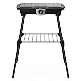 Tefal EasyGrill XXL - Barbacoa eléctrica con pies, gran superficie, calentador rápido, termostato ajustable, cocción simultánea, uso interior y exterior, cortavientos, fabricado en Francia BG921812