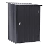 Outsunny Caseta de Jardín 0,92 m² 100x103x160 cm Cobertizo Exterior de Acero Galvanizado con Puerta Cerradura y Techo Inclinado para Almacenamiento de Herramientas Gris Oscuro