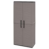 Art Plast Gabinete alto de plástico E71/PS con soportes para escobas, económico, gris