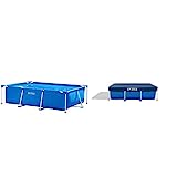 Intex 28271Np Small Frame Piscina Desmontable, 260 X 160 X 65 Cm, 2.282 Litros + 28038 Cobertor Piscina Rectangular Prisma/Small Frame 300 X 200 Cm