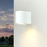 Licht-Erlebnisse Aplique de exterior AALBORG de diseño moderno Downlight blanco IP44 Iluminación de exterior ideal para el patio, el jardín