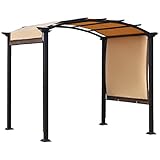 Outsunny Pérgola 3x2,5 m Cenador con Techo Retráctil para Jardín Patio Terraza Tela Poliéster Atornillados Resistente Protección de Rayos UV Beige