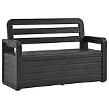 Festnight Banco Arcón Exterior Banco Exterior de 2 Plazas con Espacio de Almacenamiento y Cojín Banco Almacenaje Exterior Bench Baúl para Jardín Terraza 263 L, 110 x 56 x 87 cm Gris Antracita
