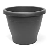 Acan - Maceta de Plástico Gris Redonda para Plantas y Flores Mediterránea con Orificios Inferiores. Recipiente Ideal para jardín Exterior, terraza, balcón e Interior del hogar (50 cm)