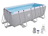 Jilong Suelo Piscina Rectangular con Estructura, 2343 Liters, Gris, 400 x 207 x 122 cm