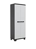 Keter Armario Linear Alto | Armario de almacenaje 3 Baldas - Color Negro/Gris Tiradores En Azul | Dimensiones 173 x 68 x 39 cm - Alto