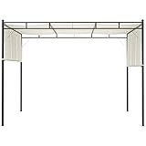 Outsunny Pérgola 3x3 m Cenador Pabellón de Jardín con Techo Retráctil de Poliéster y Marco de Acero para Patio Terraza Exterior Blanco