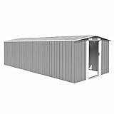 vidaXL Caseta de Jardín de Metal Gris 257x597x178 cm Casetilla Patio Cobertizo