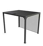 HABRITA - Pérgola bioclimática de Aluminio + Cortina Manual – 7,20 m2 – Techo de Hojas Mobiles – Gris Antracita