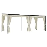 Festnight Pérgola de Jardín con Techo Retráctil y 2 Paredes Laterales,Pérgola de Metal 6x3 m Cenador de Jardín con Toldo para Patio Terraza Metal y Poliéster Resistente al Agua y a UV Gris Antracita