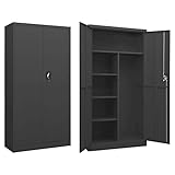 Gecheer Armario de Taquilla con 2 Puertas y 4 Estantes Armario Multifunción Organizador de Almacenamiento de Acero Gris Antracita 90x40x180 cm