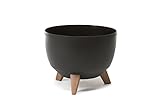 HERSIG - Macetero Redondo Grande | Maceta Negra con Patas - d40x60cm