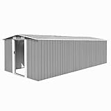 Leepesx Caseta de jardín, Cobertizo Jardin Exterior, Armario Exterior, Cabaña Exterior, Armarios Terraza Exterior, de Metal Gris 257x580x181 cm