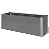 Kstyhome Arriate de WPC, Macetero Alto, Jardineras Exterior Balcon, Tiestos Grandes Exterior, Tiestos para Plantas, Maceta Rectangular, Gris 150x50x54 cm