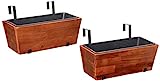 Amazon Aware, jardinera rectangular colgante de madera de 46 cm, marrón, pack de 2