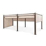 Blumfeldt Pantheon Cortina Pérgola de Jardín, Carpa Plegable 3x6 Techo Impermeable, Retráctil, Cortinas para Exterior Poliéster, Cenador Marco Aluminio, Protección Rayos UV, Pergolas de Jardin,Beige