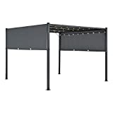 [en.casa] Pabellón con LED Cenador de Patio Fortaleza 400 x 300 cm Pérgola Carpa para Jardín Gazebo Toldo Vela de Sombra Cámping Protección Exterior Gris Oscuro
