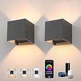 Klighten LÃ¡mparas de pared Alexa de 2 piezas regulables,14 W, diseÃ±o de haz de luz ajustable, IP65, iluminaciÃ³n de pared interior y exterior, gris oscuro