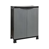 Orion91 - Armario de Resina Bajo Almacenaje, Uso Exterior e Interior, Jardín y Terraza, 1 Balda, 2 Puertas, 30kg Carga Máxima, Dimensiones 39x68x92cm (Largo x Ancho x Alto), Color Gris o Negro